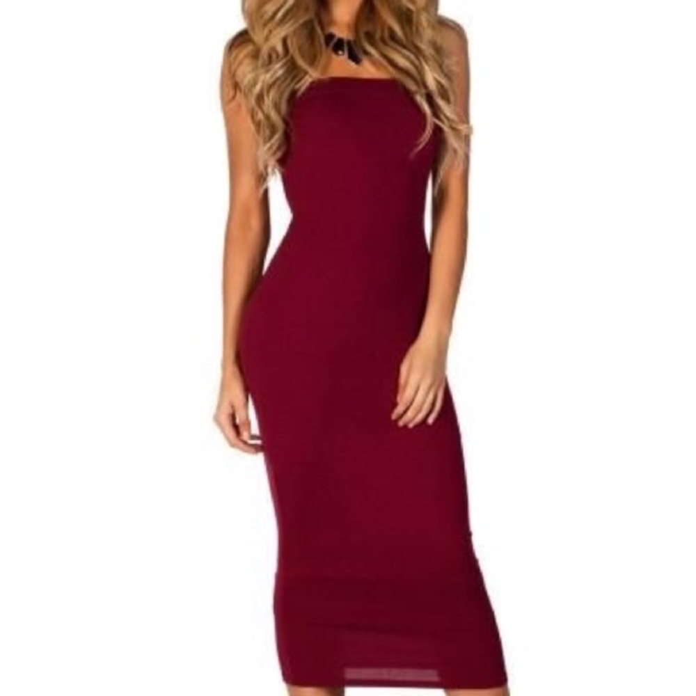 Burgandy tube top dress